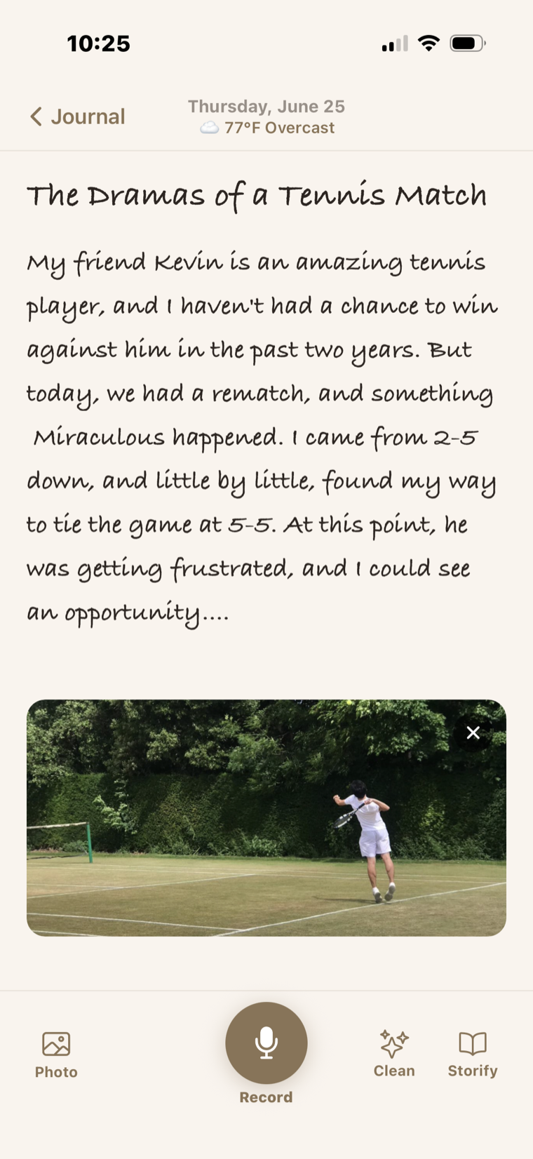 A handwritten Life Written journal entry with a photo